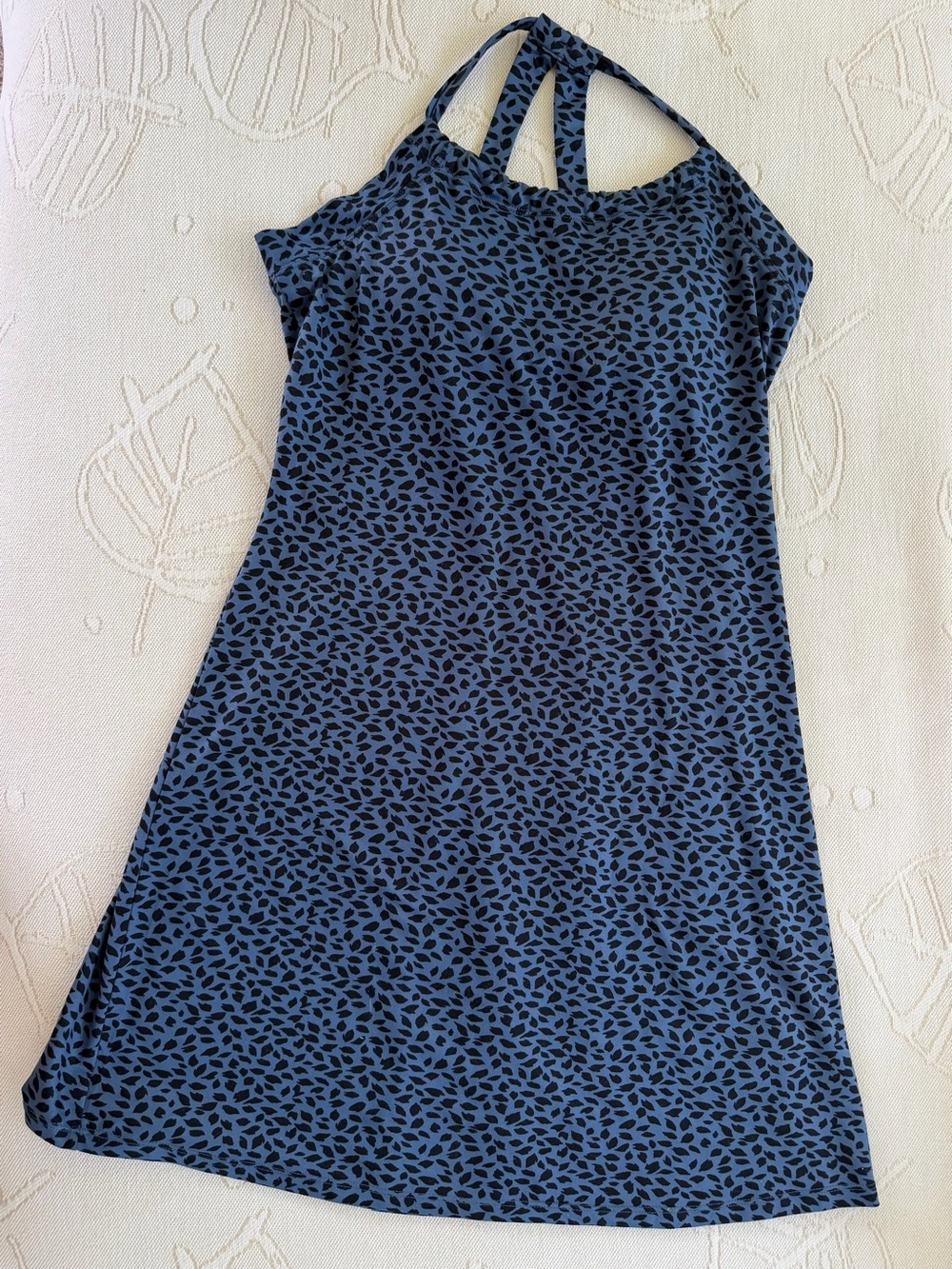 Eddie Bauer Blue Printed Sundress with Built-in Bra
